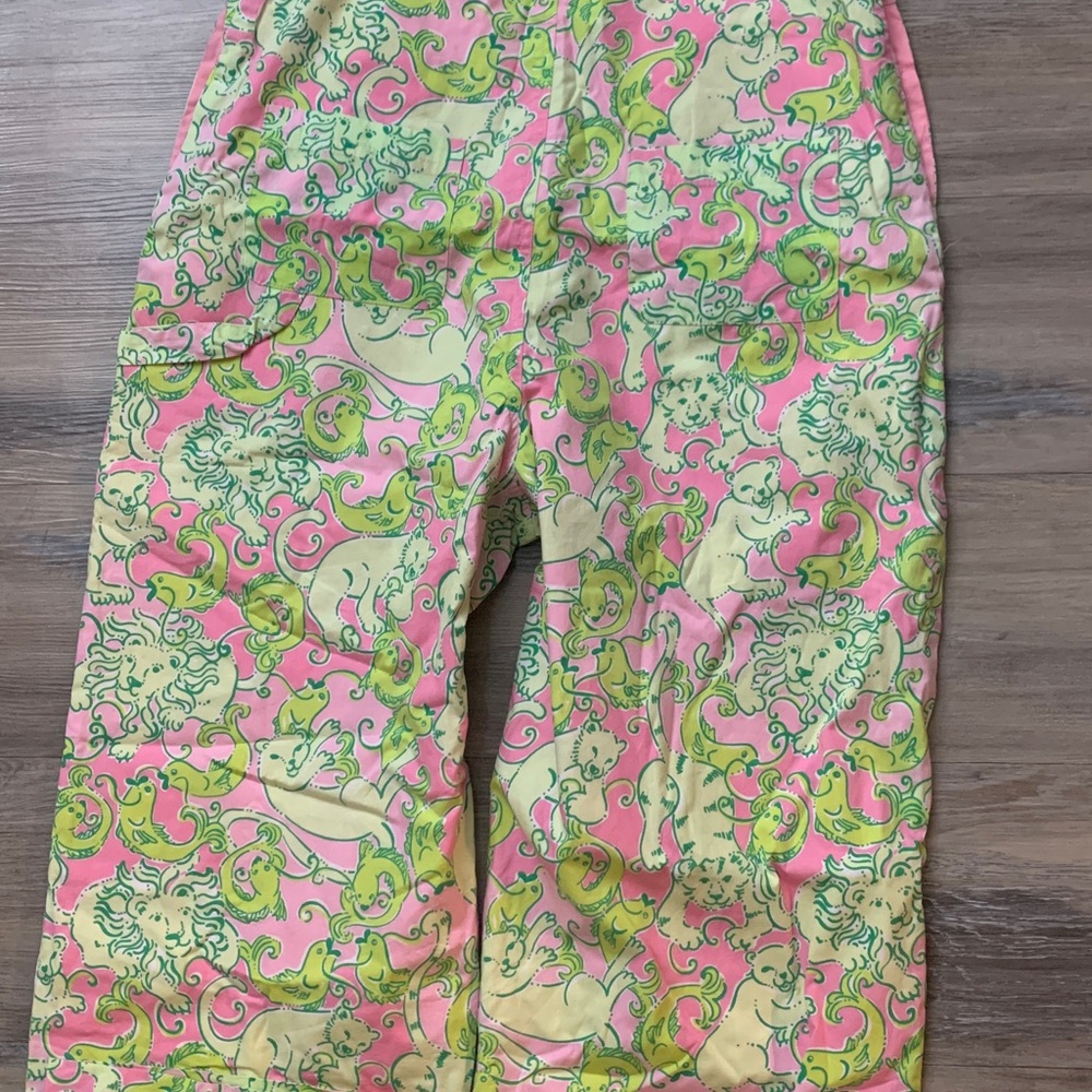 Lilly Pulitzer Vibrant Pink and Green Lion and Fish Overalls Size 6 - Picture 10 of 13